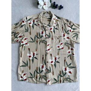 Island Republic XL Floral Hawaiian Shirt Silk/Cotton Short Sleeve Button Shirt